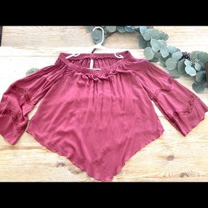 Off the shoulder rose top